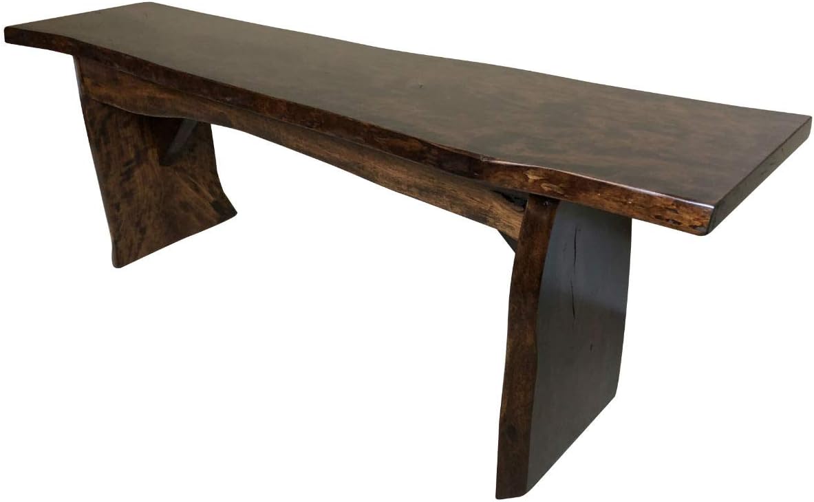 Rustic Red Door Co. Live Edge Wooden Bench - Solid Wood Dining Bench Furniture - Natural Edge Wooden Slab Bench (5' Long, Rustic Cherry Wood with Asbury Stain)