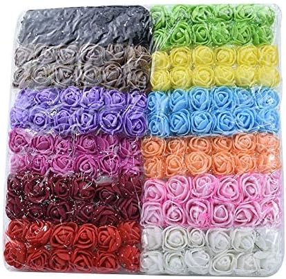 Mini Fake Rose Flower Heads 144pcs Mini Artificial Roses DIY Wedding Flowers Accessories Home Table Party Shop Baby Shower Decor(Coffee)