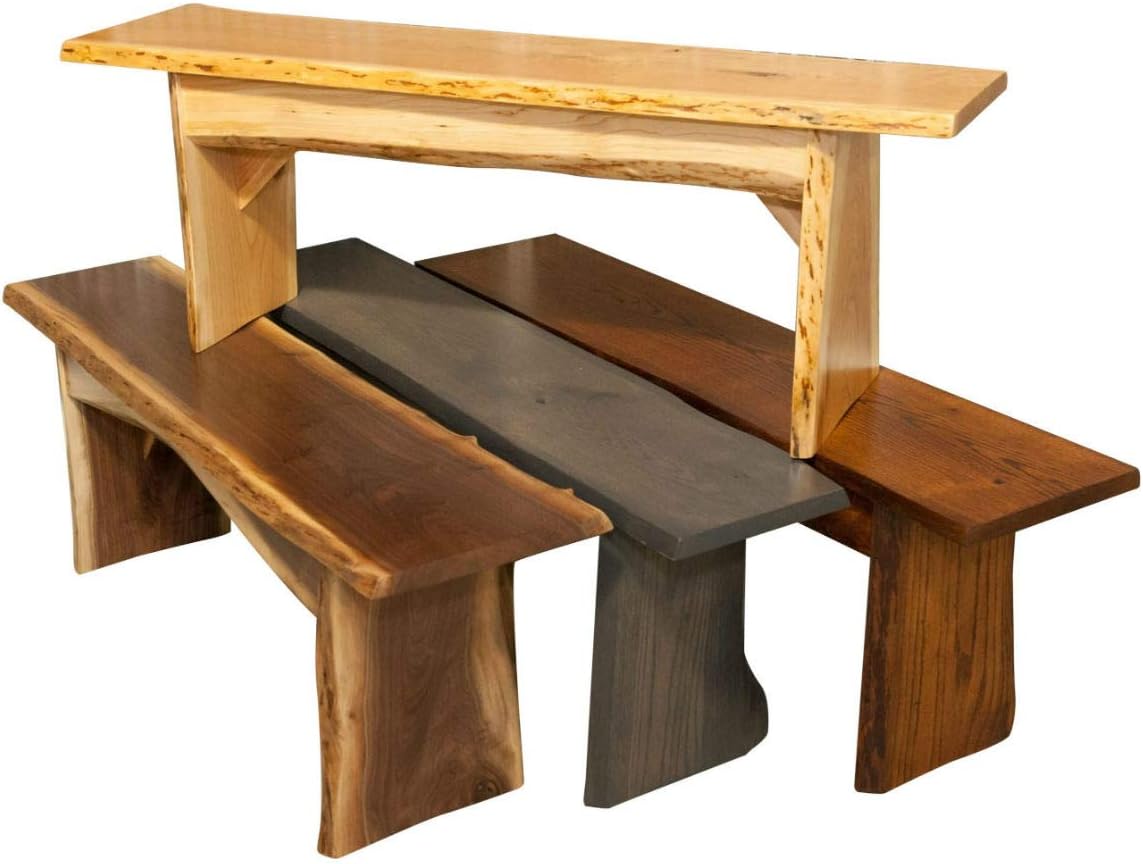 Rustic Red Door Co. Live Edge Wooden Bench - Solid Wood Dining Bench Furniture - Natural Edge Wooden Slab Bench (5' Long, Oak Wood with Michaels Stain)