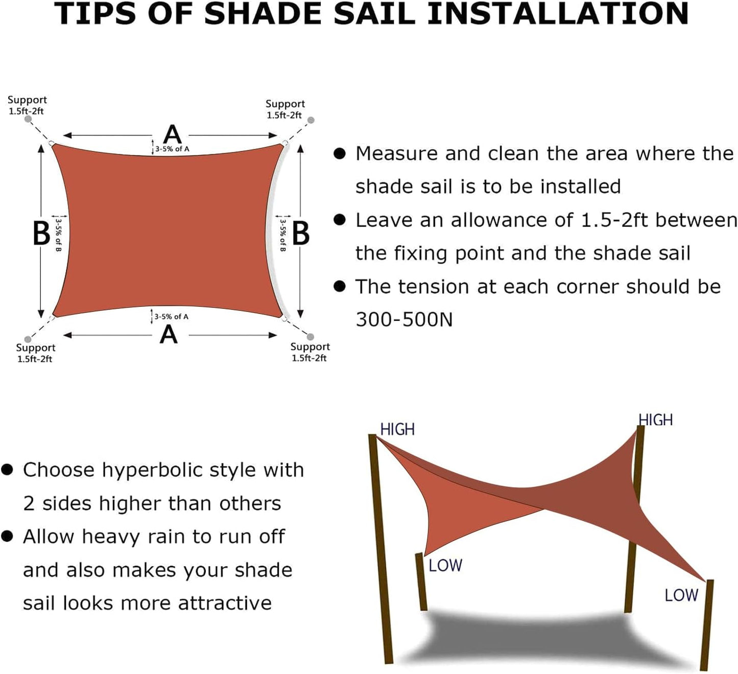 KANAGAWA 14'X18' Rust Red Custom Size Sun Shade Sail Rectangle UV Block Canopy Cover for Patio Backyard Lawn Garden Outdoor (Customized Available)