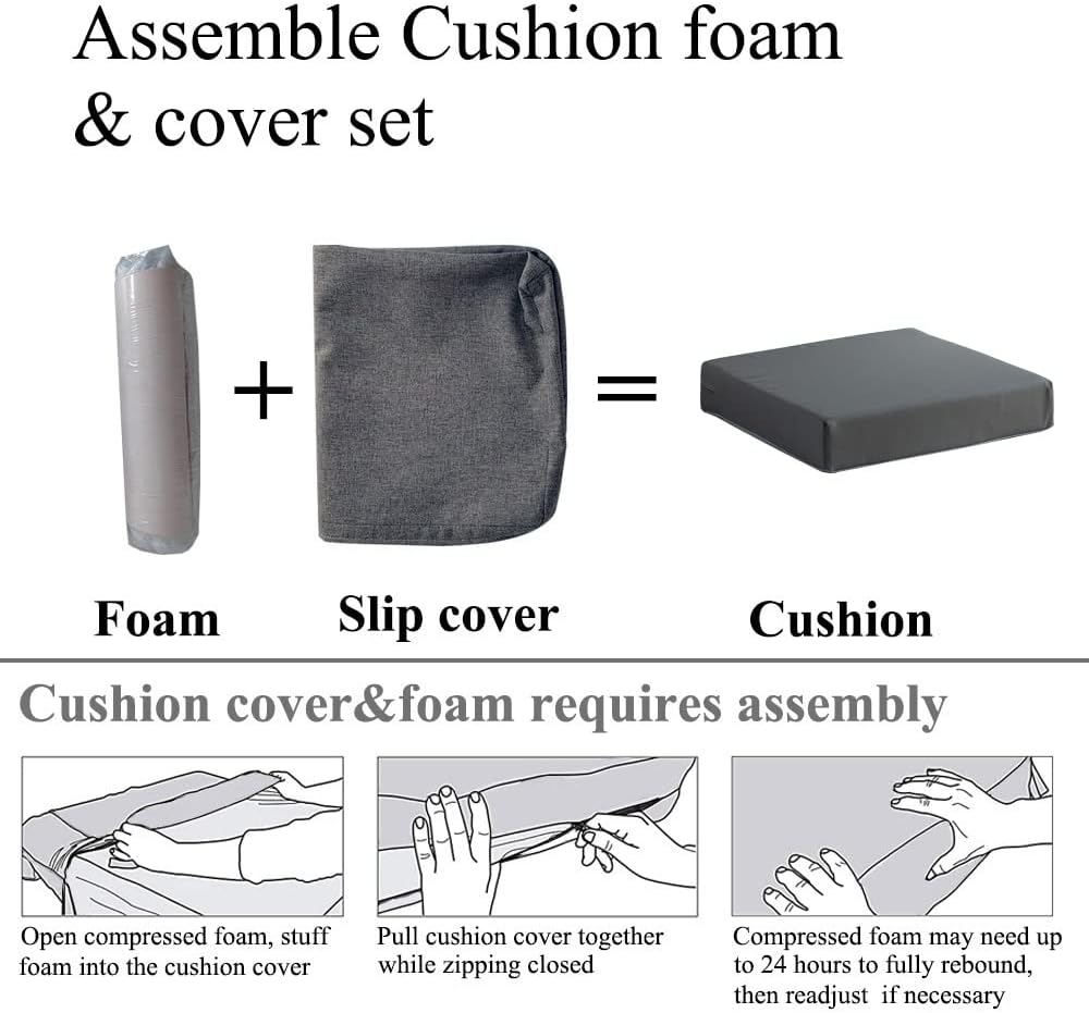 20x20 inch Patio Chair Cushions Non Slip Bottom Chair Pad with Ties Waterproof Square Outdoor Seat Cushion Replacement for Garden Swing Furniture Set of 2, White