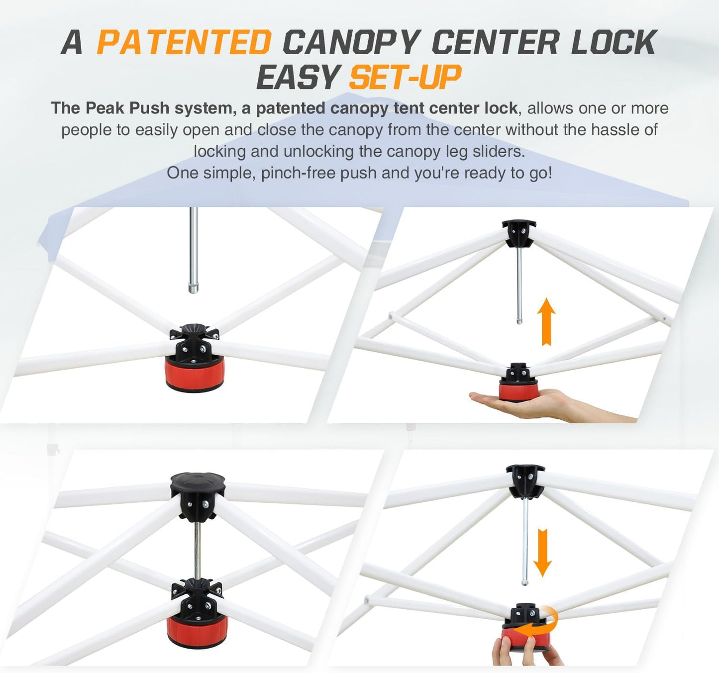 EAGLE PEAK Pop Up Canopy Tent with Wheeled Carry Bag, 8 Stakes, 4 Ropes, Easy Set Up Tent Canopy, 8x8 ft, Black