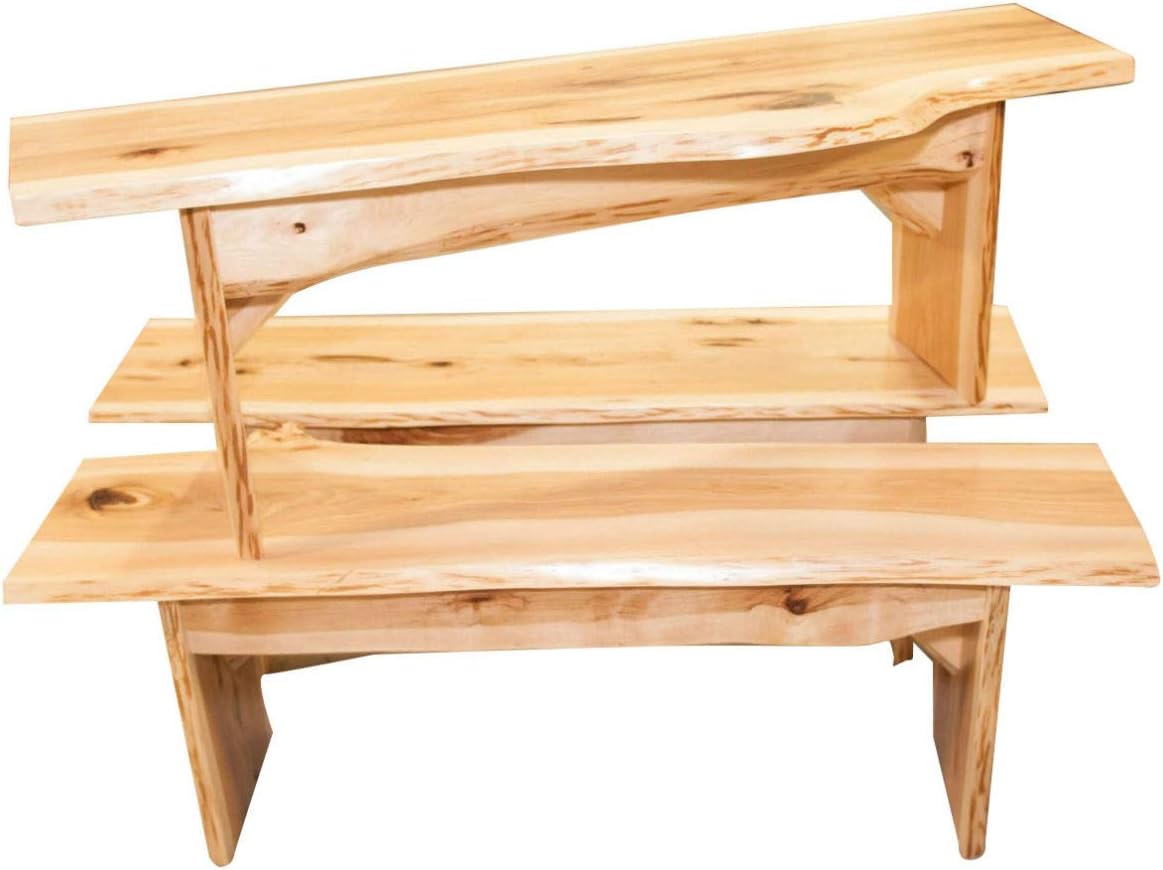 Rustic Red Door Co. Live Edge Wooden Bench - Solid Wood Dining Bench Furniture - Natural Edge Wooden Slab Bench (4' Long, Hickory Wood with Clear Coat)