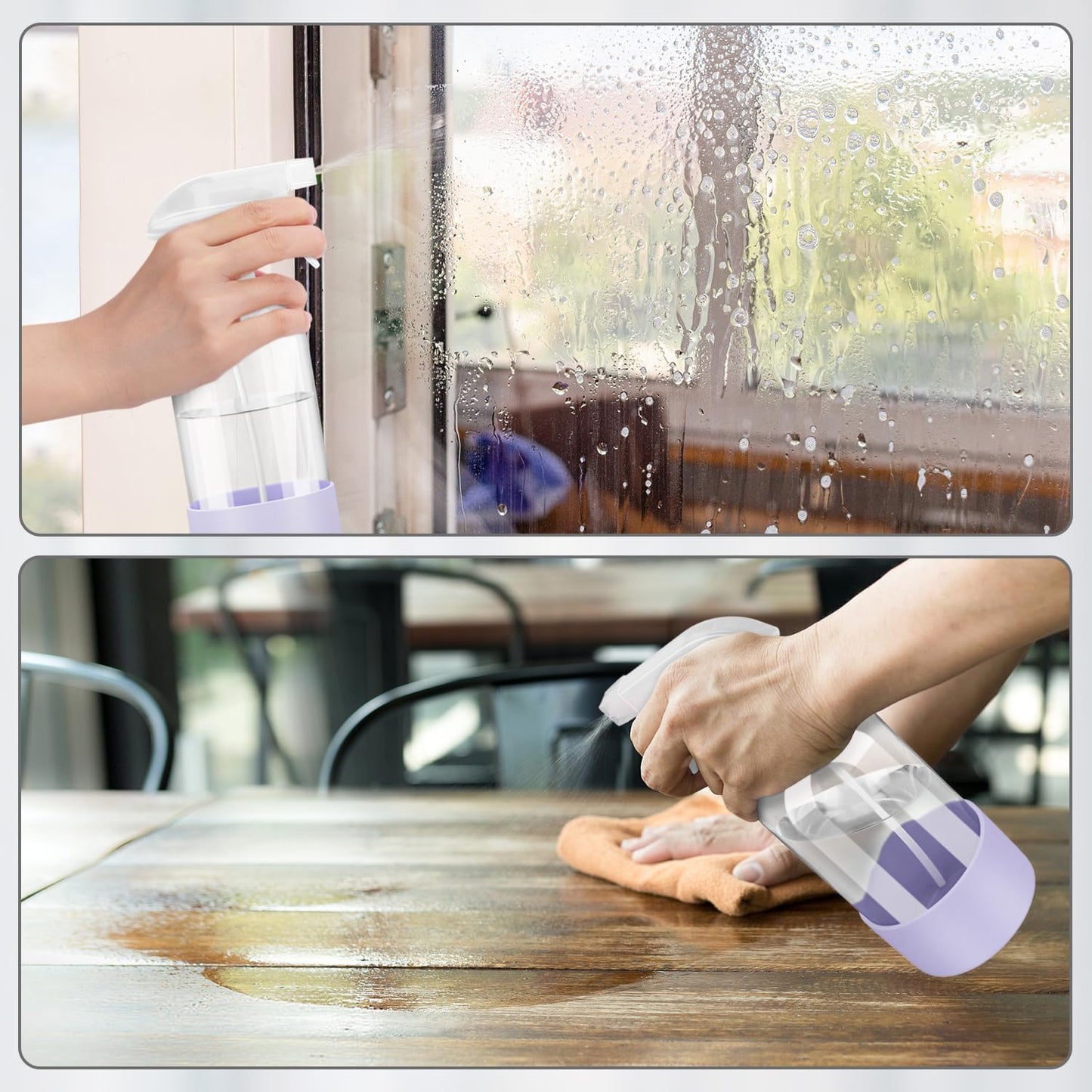 Glass Spray Bottles with Silicone Sleeve Protection, Empty 16 oz Refillable Containers, Reusable Spray Bottles for Hair, Cleaning Solutions, 3 Pack Grey&Pink&Purple