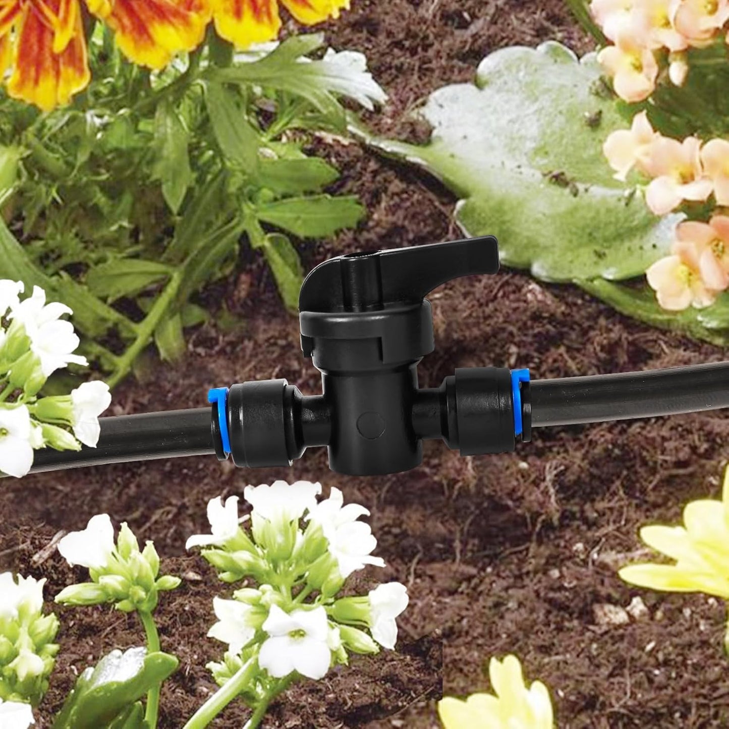 20 Pack 1/4" Drip Irrigation Shut Off Valve, Quick Connect Universal Drip Irrigation Tubing Coupling Valve, Connector Locking Fitting for Sprinkler or Drip Irrigation System