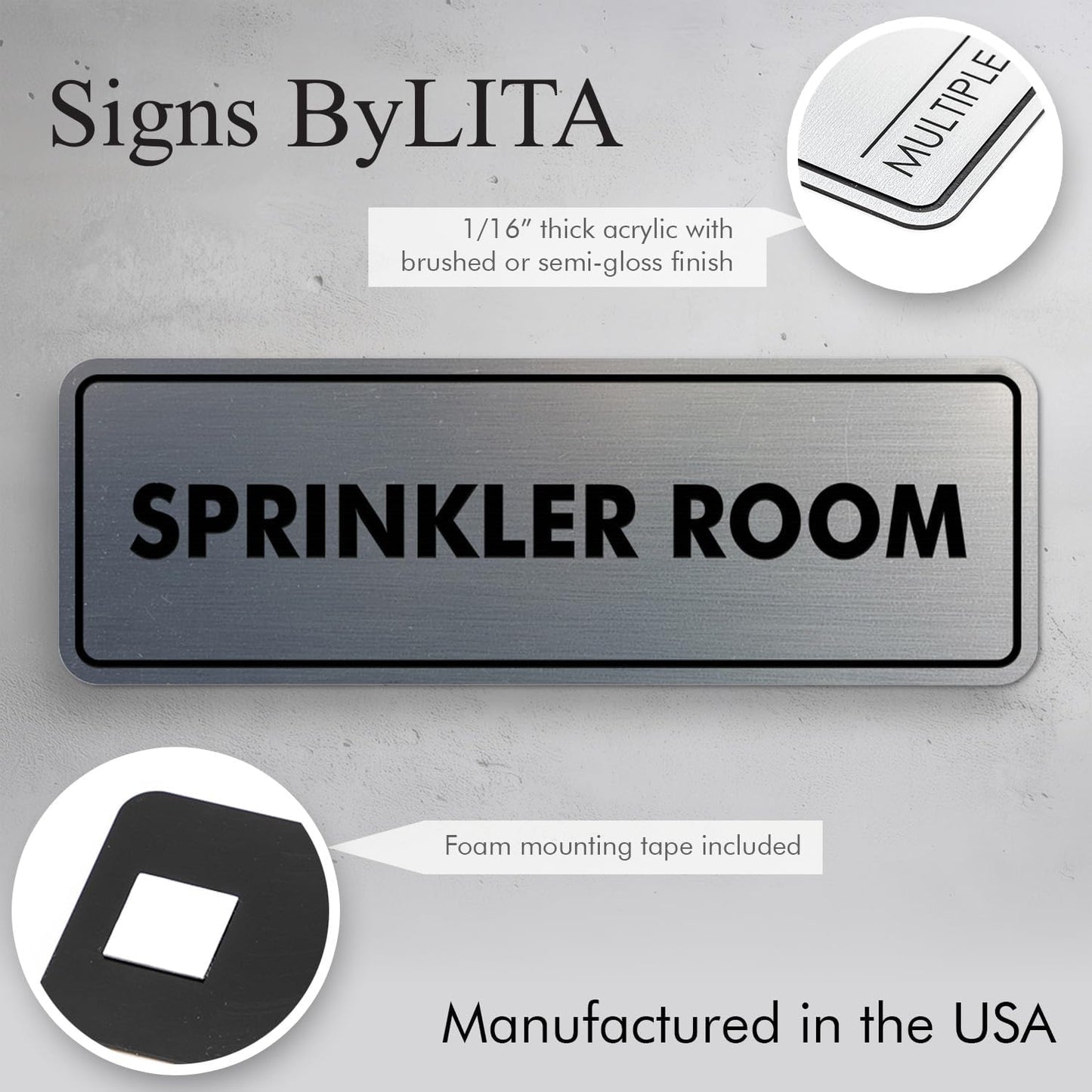 Signs ByLITA Standard Sprinkler Room Sign (Dark Brown) - Large