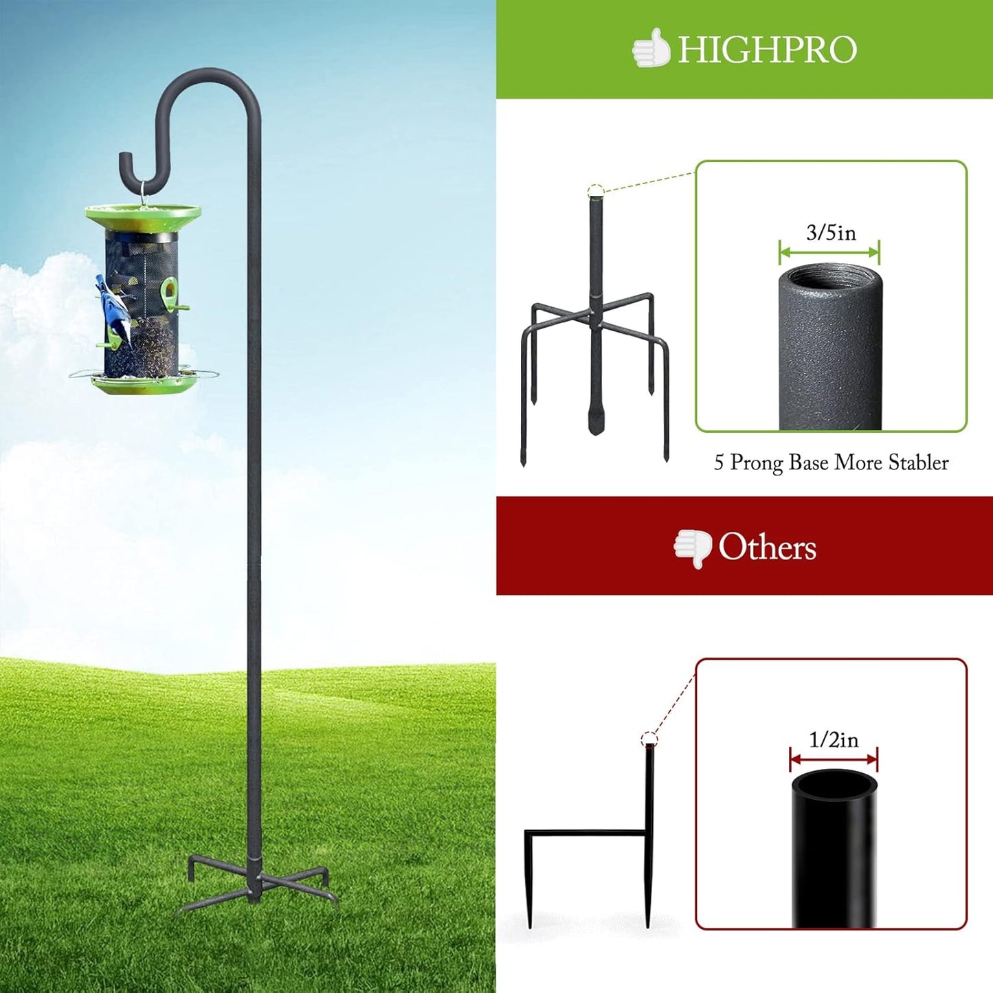 Shepherd Hooks 79 Inch Adjustable for Bird Feeder Lantern Plant Hook Garden Stake Plant Stand Hanger for Outdoor Flower Basket, Bird Feeder Hanger Weddings Decor
