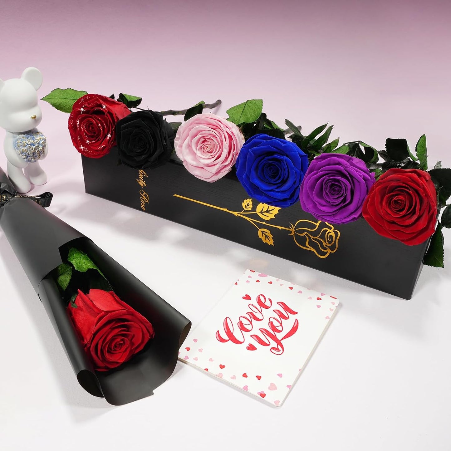 Yamonic Preserved Flowers Rose Gifts for Women, Mothers Day Rose Flowers Gifts for Mom, Real Flower Birthday Mom Gifts for Grandma, Wife, Girlfriend Gifts for Christmas, Valentine's Day, Anniversary