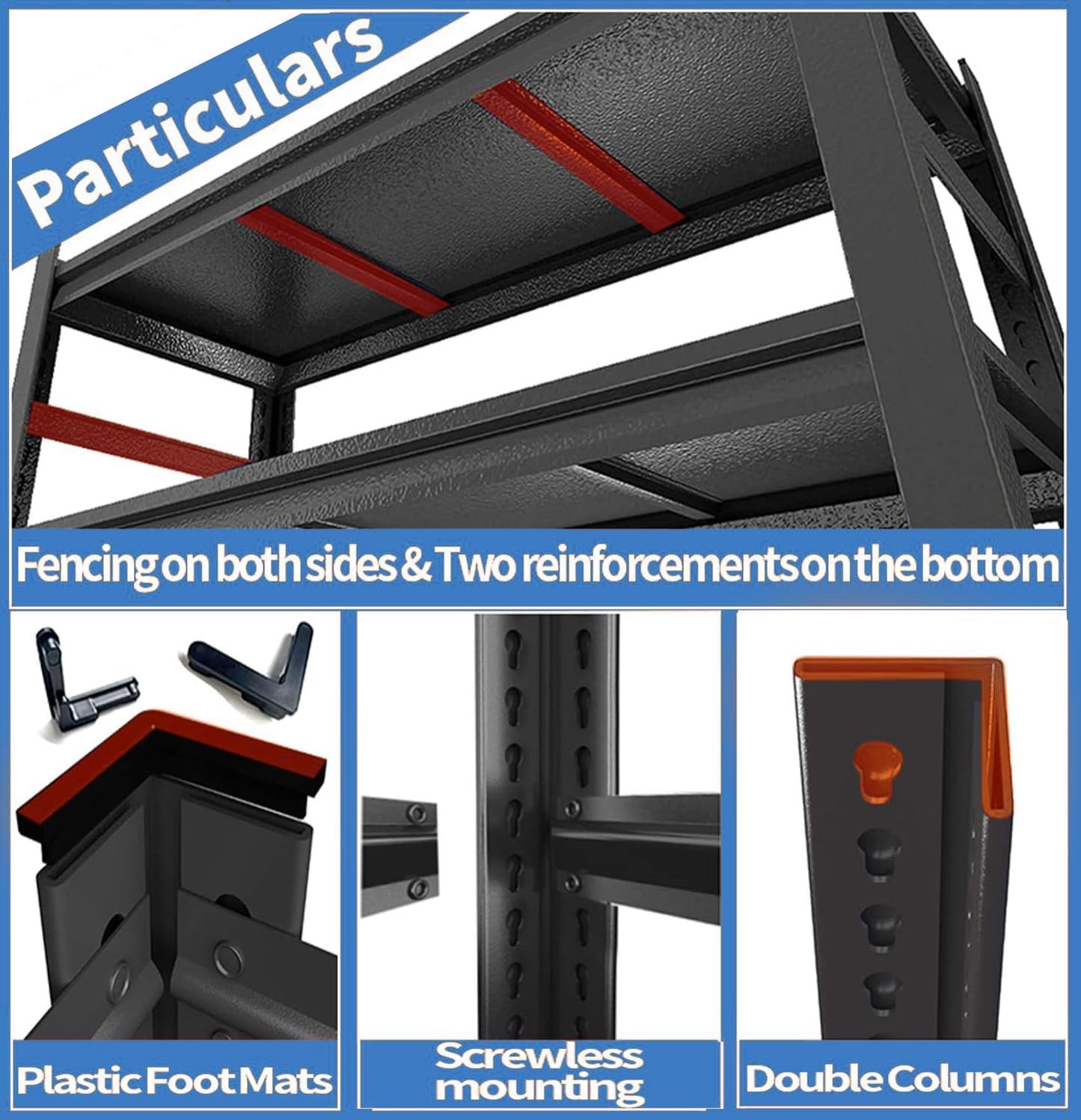 Garage Shelving 3000LBS Metal Storage Shelves Adjustable Shelving Units 5-Tier Storage Shelves Heavy Duty for Basement, Commercial, Warehouse, Industrial, Black