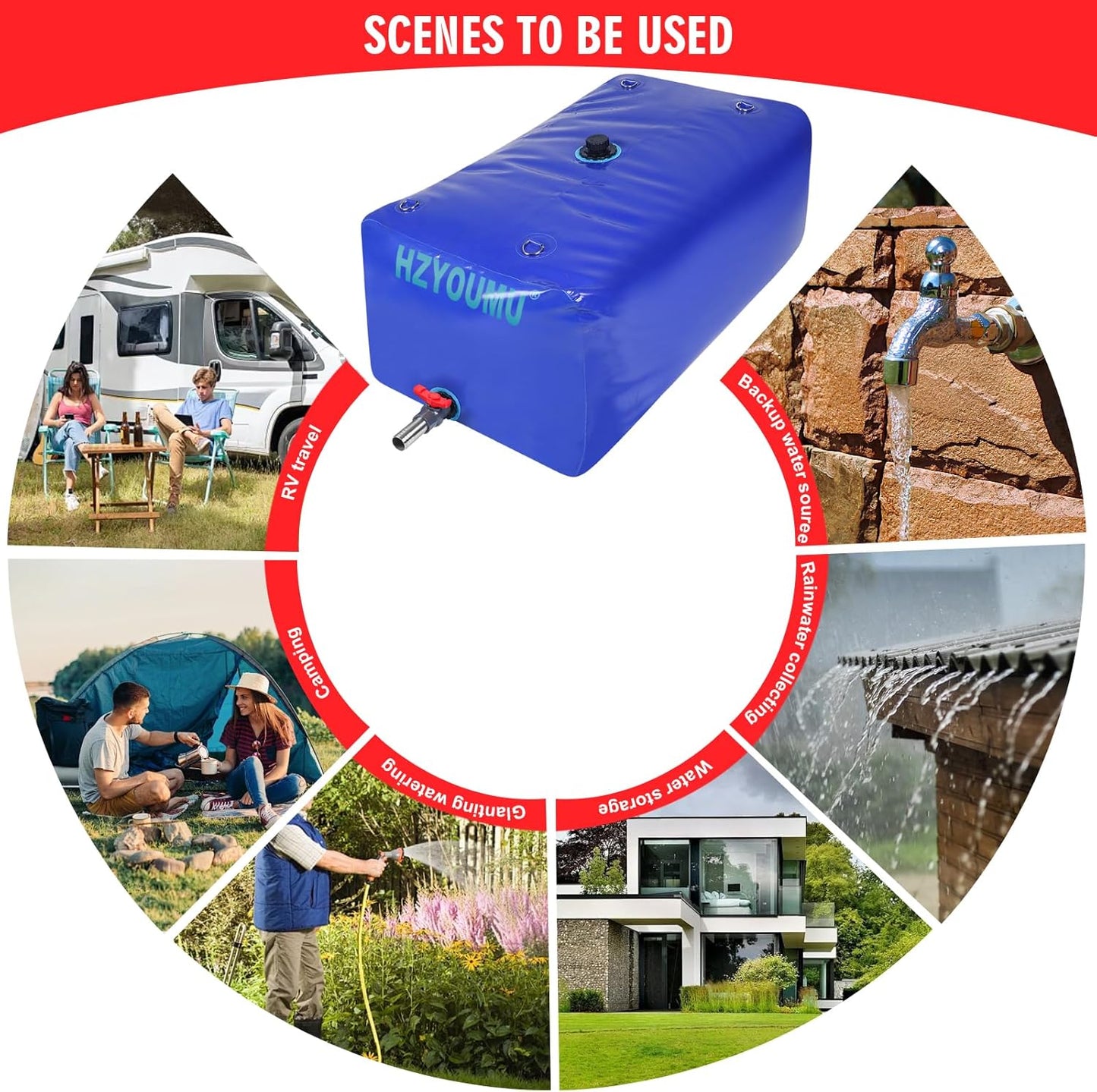 Water Tank 500L/130G Water Bladder Storage Container Foldable Portable Large Capacity Soft Bag Suitable for Outdoor Easy to Carry Out