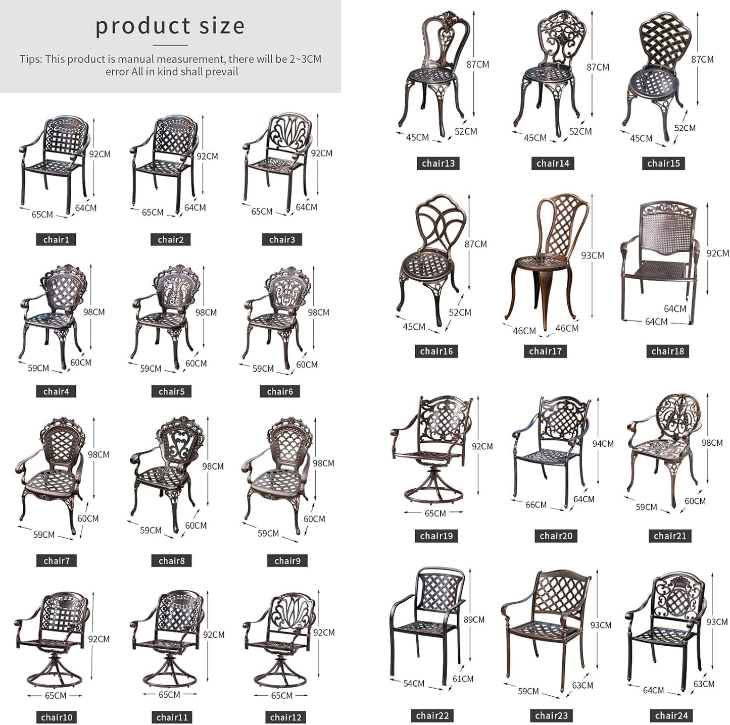Outdoor Dining Chair Cast Aluminum Patio Chairs Set of 2 All-Weather Patio Dining Chair with Adjustable Feet for Backyard Garden (Orchid Chair)