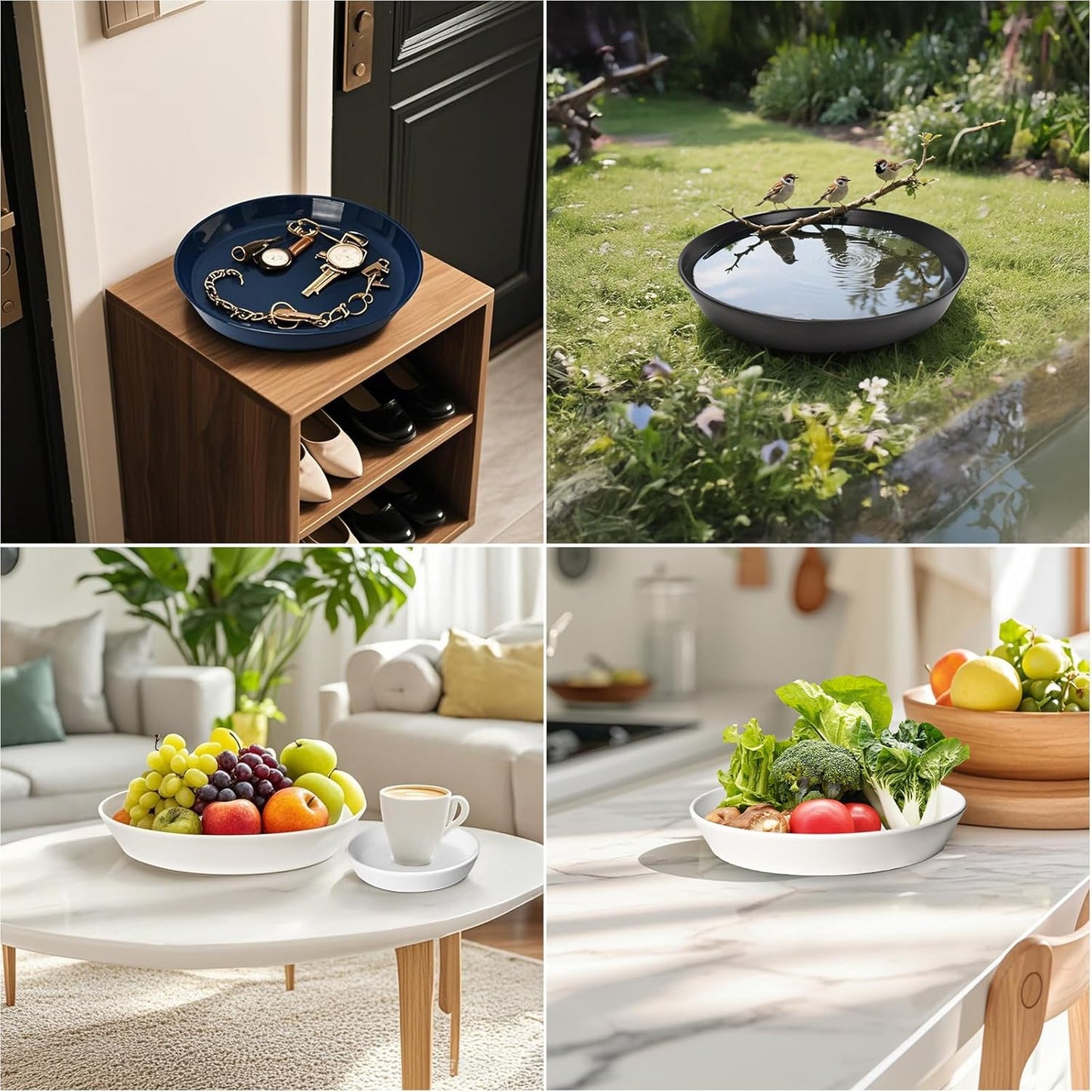 Plant Saucer Tray of 2 Pack 6 Inch, 7 inch (6.7 Inch) Plant Saucer Tray, Heavy Duty Glazed Ceramic Plant Saucers for Indoors & Outdoor, Flower Plant Water Trays for Pots Planter