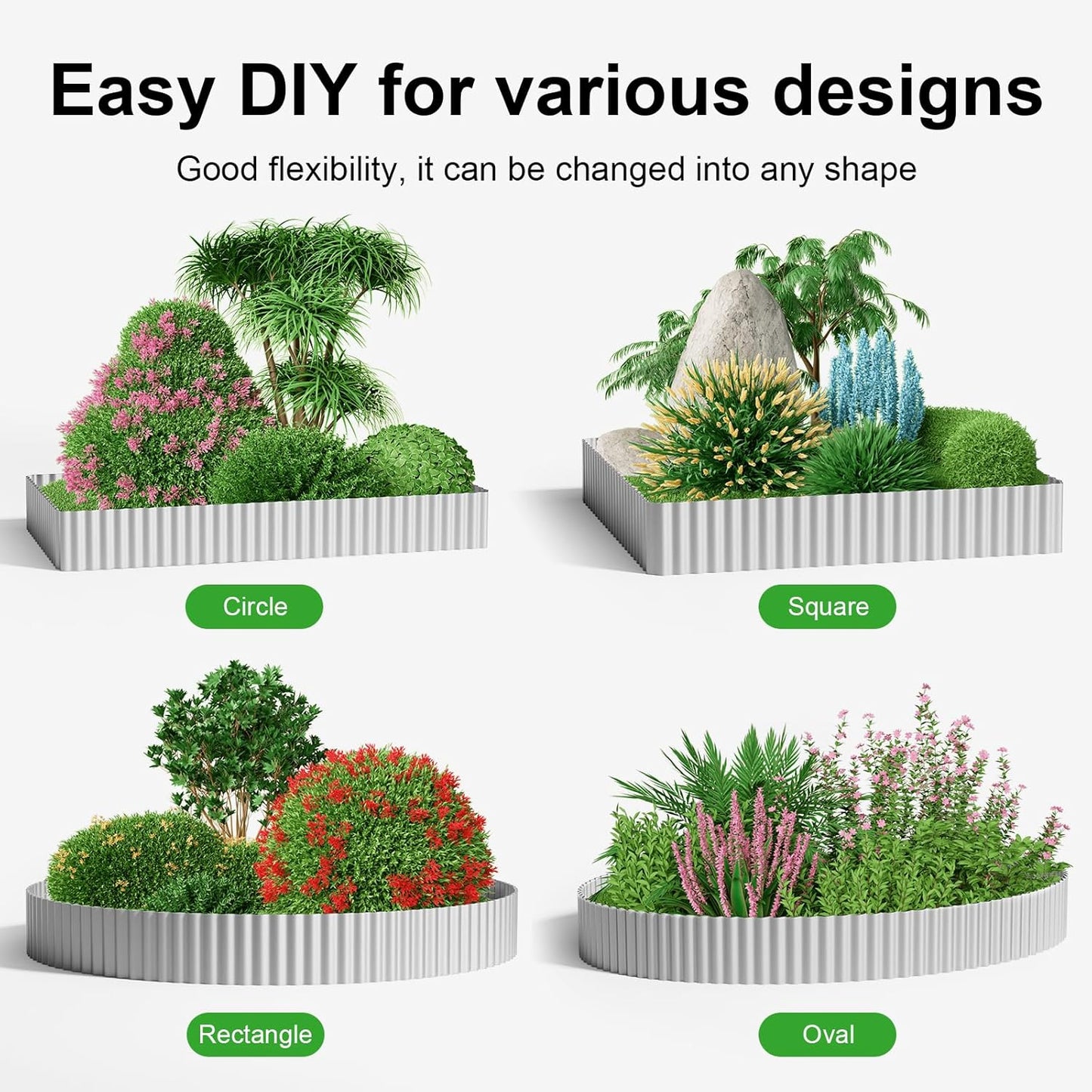 Land Guard Corrugated Garden Edging Border,6" x 50' Landscape Paver Edging, Tall Landscape Edging, Fence for Garden, Flower Bed, Lawn and Landscape Edging (Silver)