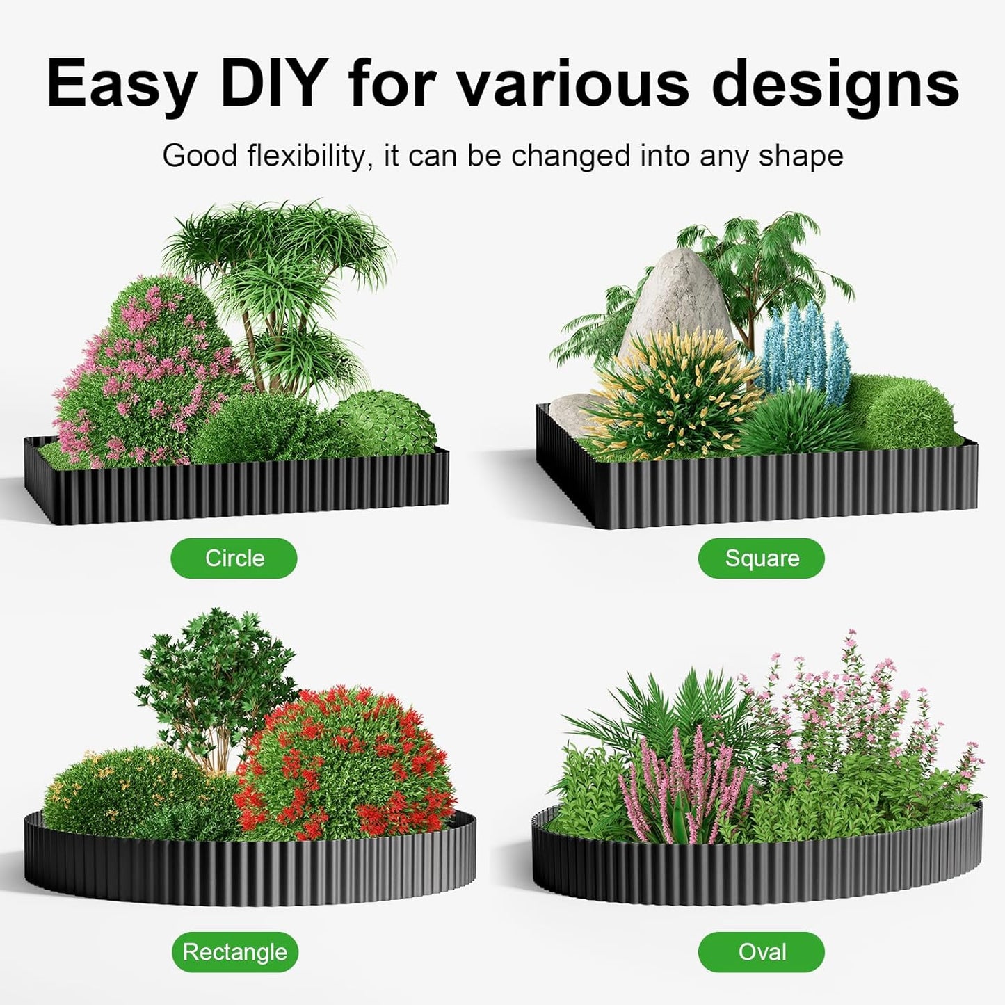 Land Guard Corrugated Garden Edging Border, 12" × 100' Landscape Paver Edging, Tall Landscape Edging, Fence for Garden, Flower Bed, Lawn and Landscape Edging (Black)