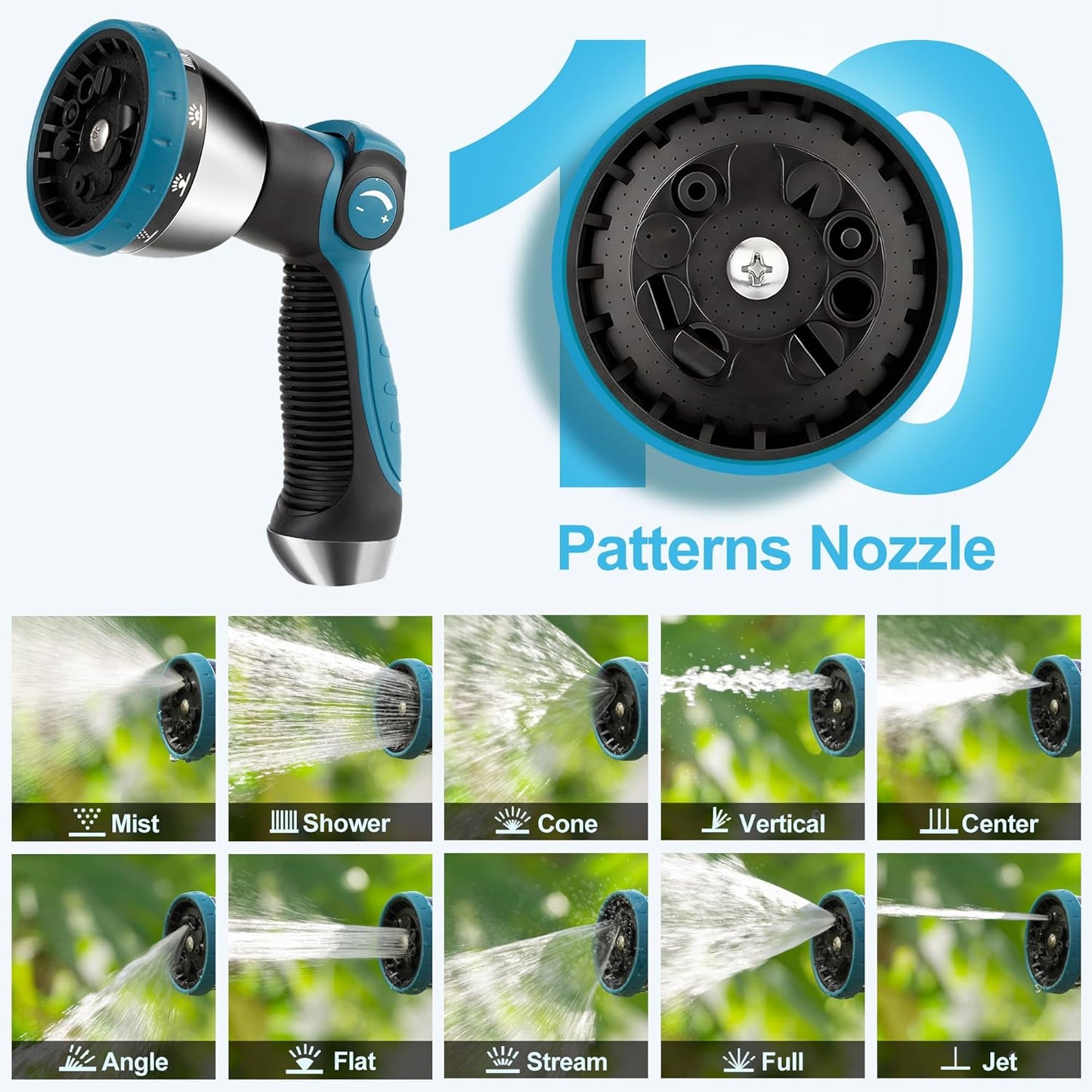 Retractable Garden Hose Reel - 5/8 inch x 90 ft Wall Mounted Hose Reel with 10 Pattern Nozzle & Any Length Lock, Heavy Duty Water Hose Supports Automatic Rewind & 180° Swivel, Black
