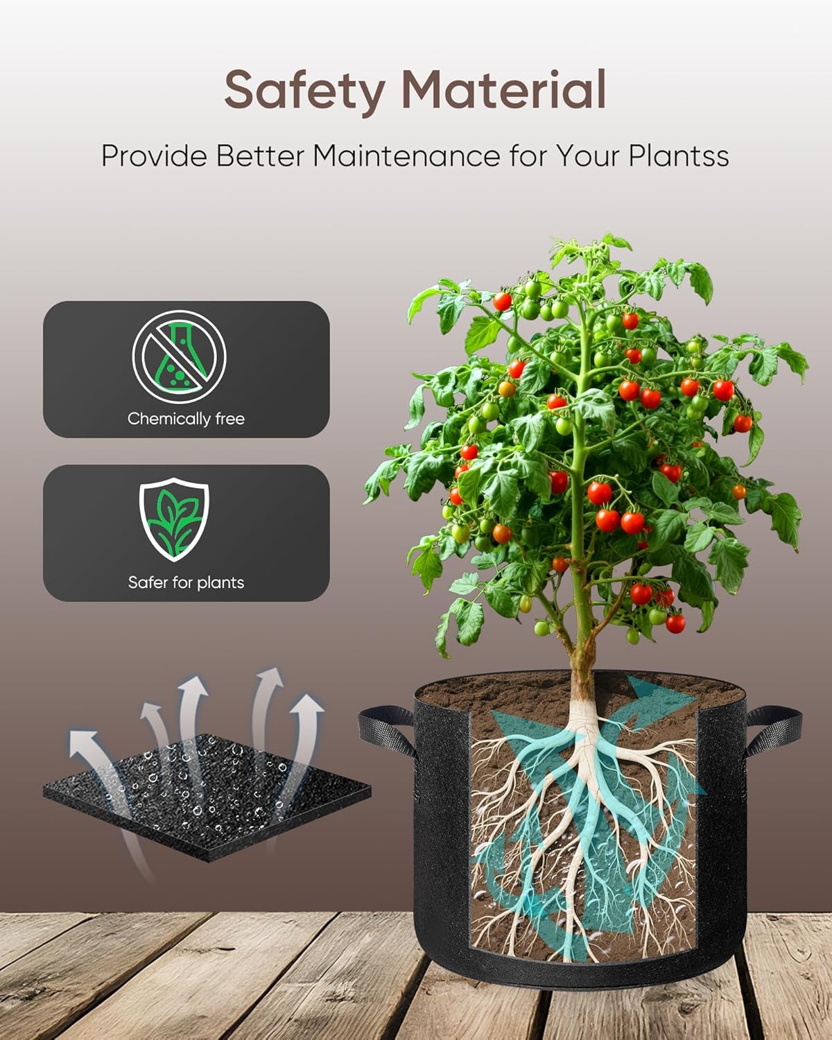 The Growing 5 Pack 30 Gallon Fabric Grow Bags,Thickened Aeration Nonwoven Fabric Plant Pots with Durable Handles,Heavy Duty 300G Planter Pot for Tomato, Fruits, Vegetables and Flowers, Black