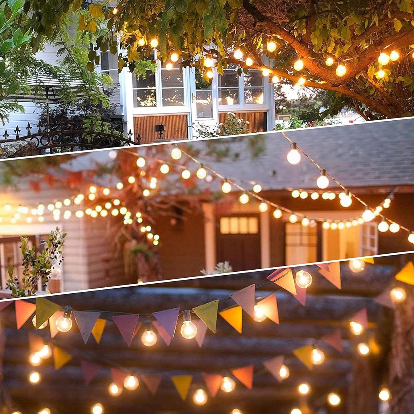 DAMAING Outdoor String Lights LED 50Feet G40 Globe String Lights with 27 Edison Plastic LED Bulbs,2700K Warm Glow Weatherproof for Indoor Outdoor Backyard Bistro Lights