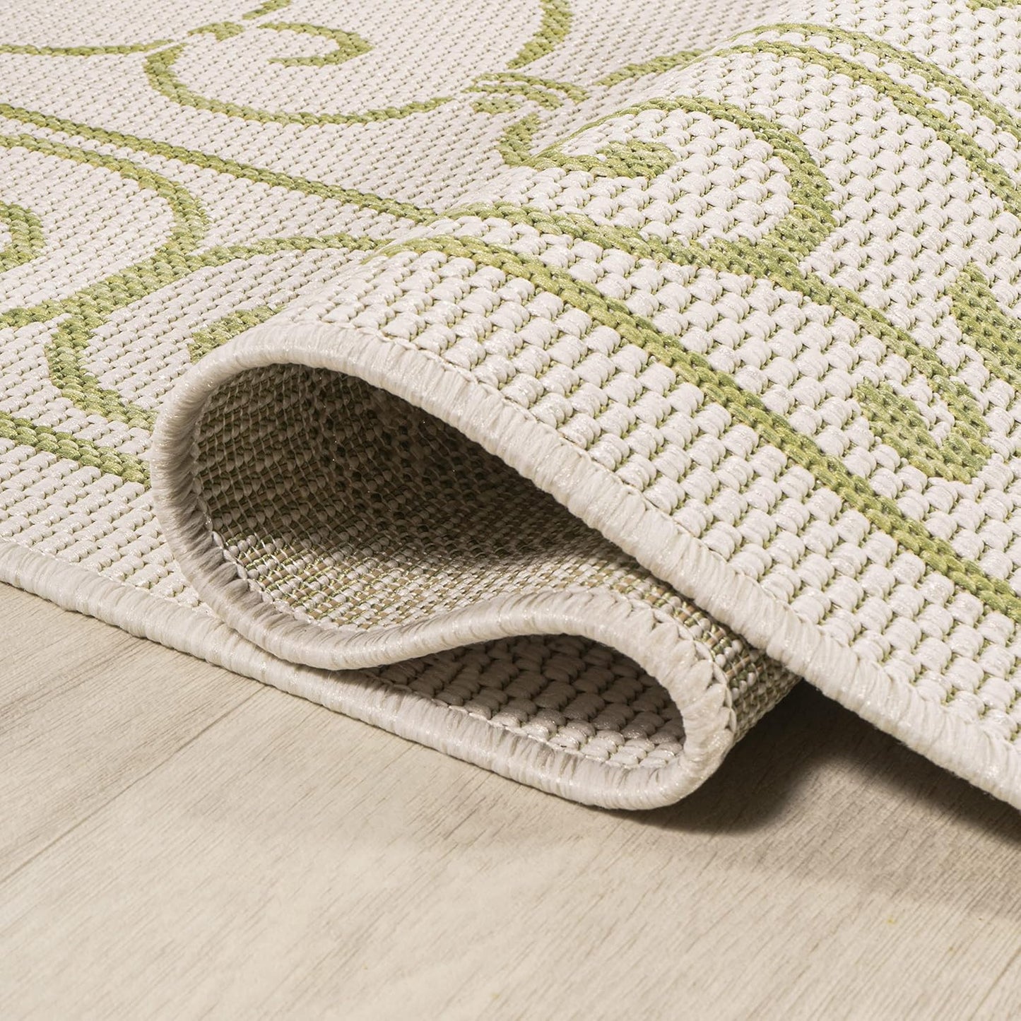 JONATHAN Y SMB106I-9 Charleston Vintage Filigree Textured Weave Indoor Outdoor Area Rug, Coastal,Traditional,Transitional Easy Clean,Bedroom,Kitchen,Backyard,Patio, Non-Shed, Cream/Green, 9 X 12