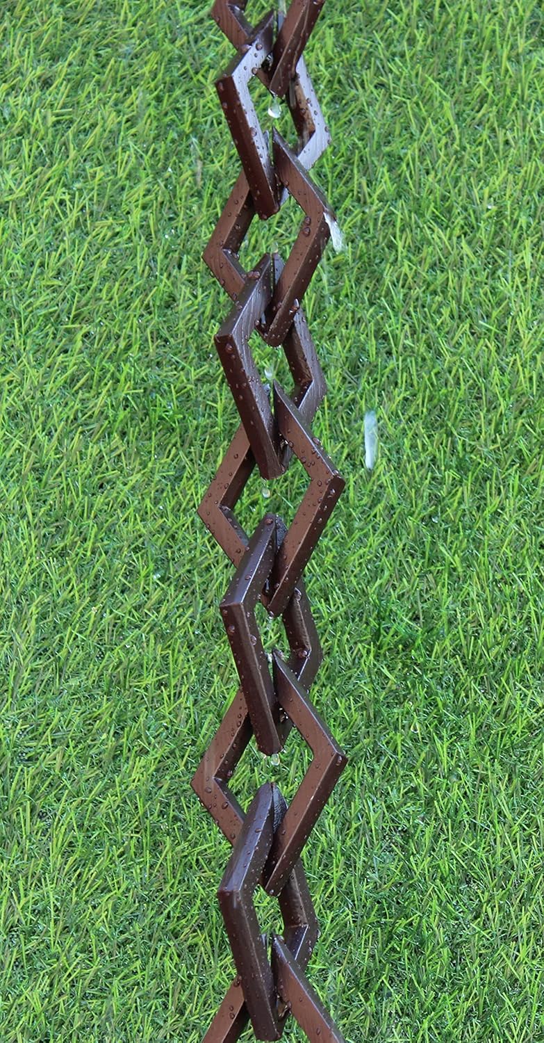 KAM Home Diamond Links Rain Chain with Installation Kit (Brown, 15)