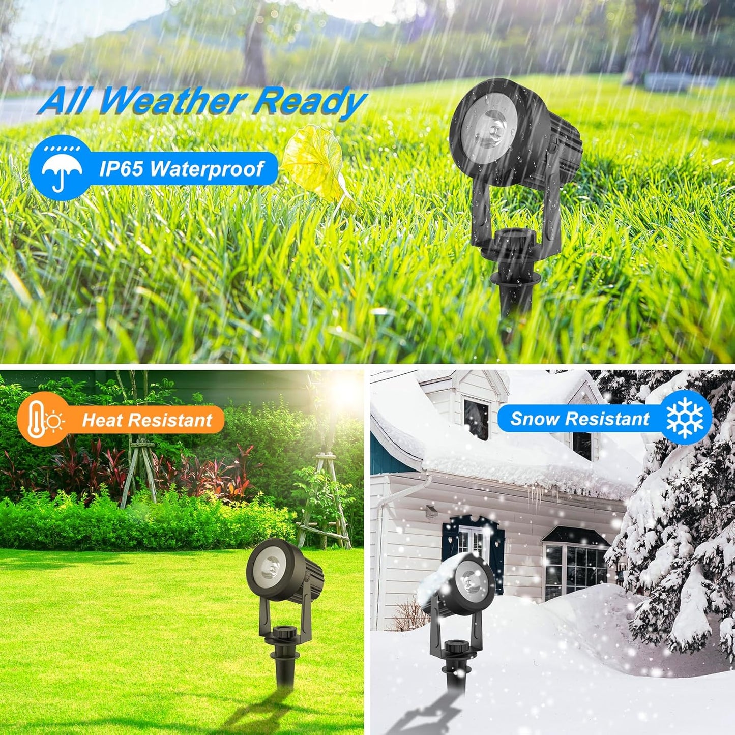 Solar Spot Lights Outdoor, Solar Color Changing RGB Landscape Lighting Waterproof Auto ON/Off Adjustable Garden Lights for Yard, Garden, Driveway, Pool, Lawn (6-in-1)