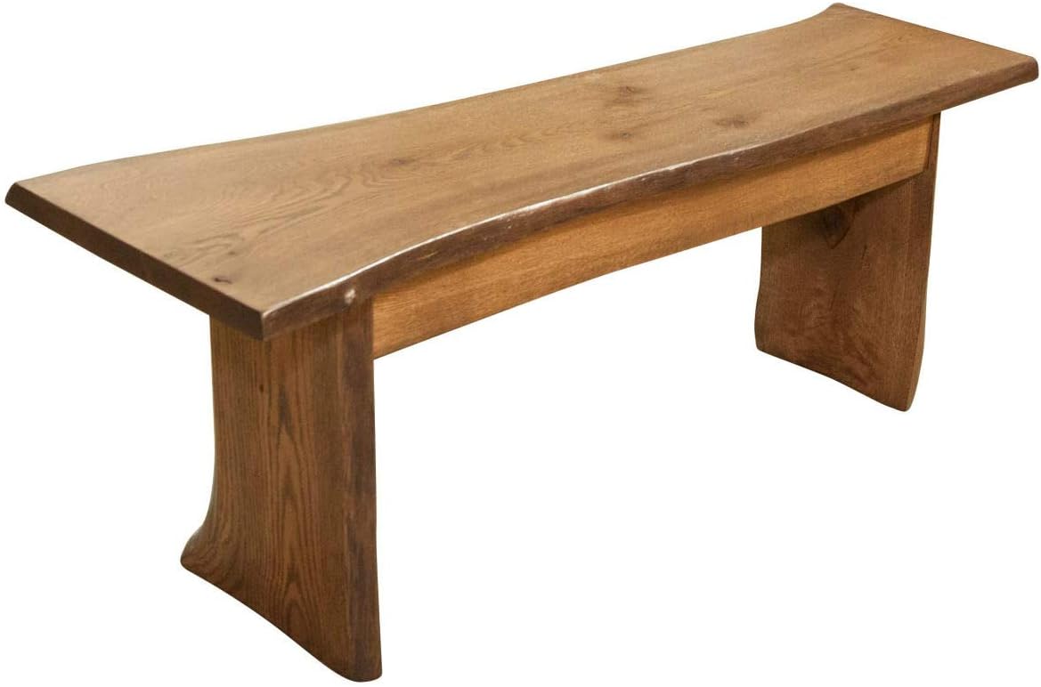 Rustic Red Door Co. Live Edge Wooden Bench - Solid Wood Dining Bench Furniture - Natural Edge Wooden Slab Bench (4' Long, Oak Wood with Cappuccino Stain)