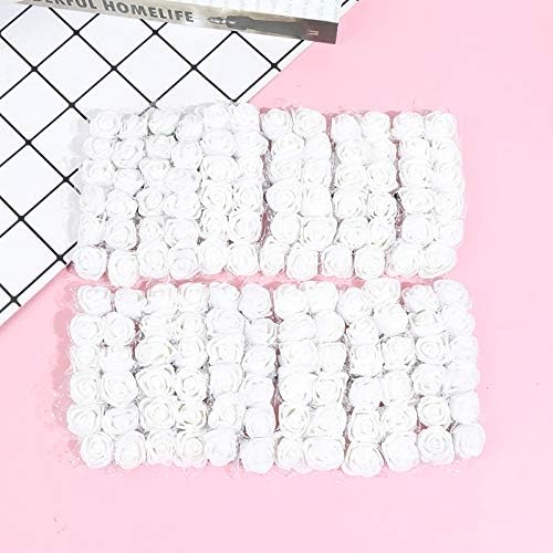 Foam Rose Fake Flowers for Crafts 144 pcs 2 cm Mini Wreaths Artificial Flower Bouquet Multicolor Rose Flower Wedding Scrapbooking Decoration Rose Fake Flower(Ivoy White)