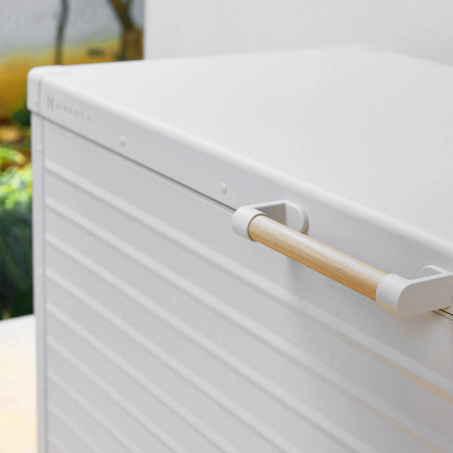 175 Gallon Outdoor Storage Box Waterproof with Wheels, Metal Deck Box for Patio Furniture, Garden Tools, Outdoor Cushion, Latte