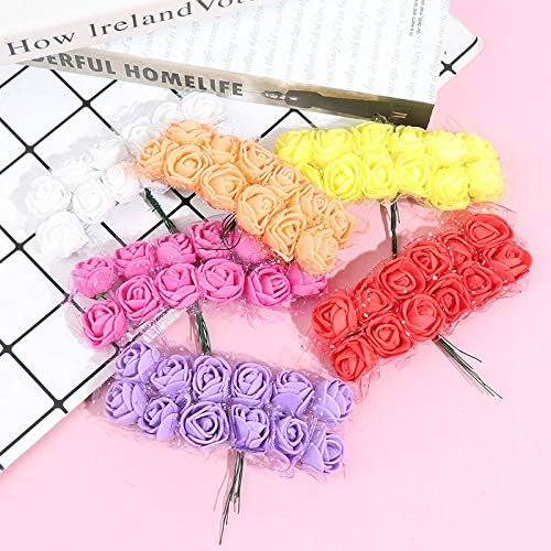144pcs Mini Fake Rose Flower Heads Realistic Navy Blue Roses Heads w/Stem for DIY Wedding Bouquets Centerpieces Bridal Shower Party Home Decorations (Navy Blue)
