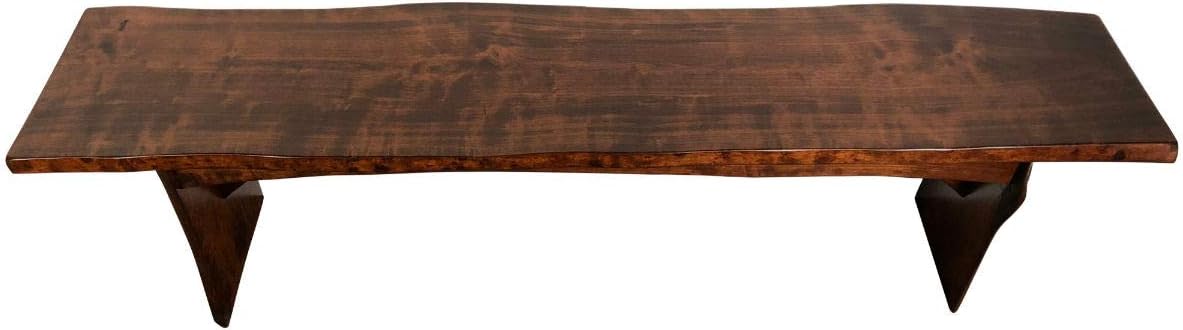 Live Edge Wooden Bench – Solid Wood Dining Bench – Rustic Home Décor Furniture – Natural Edge Wooden Slab Bench (3' Long, Rustic Cherry Wood with Asbury Stain)