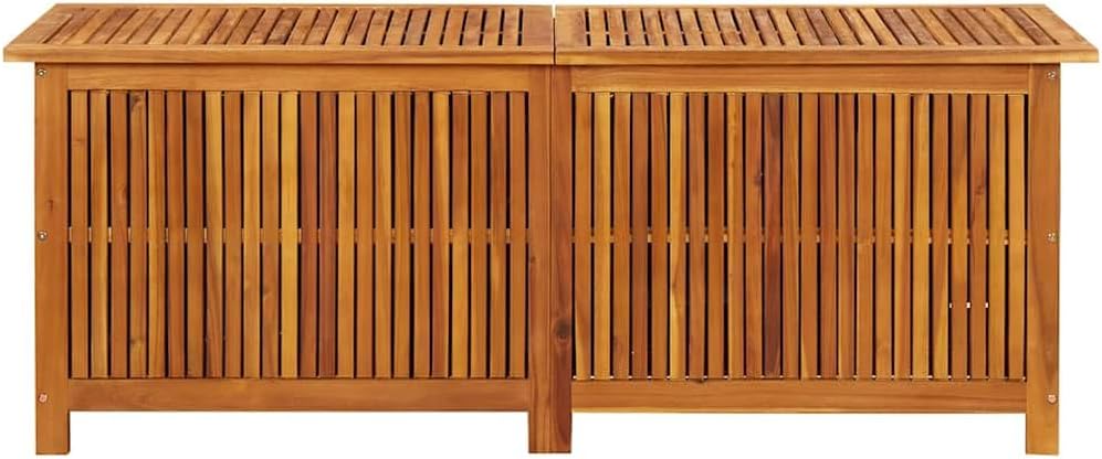 vidaXL Outdoor Storage Box, Deck Box with Gas-Lift Lid, Storage Chest with Water-Resistant Zippered Bag Inside, 59.1''x19.7''x22.8'', Solid Acacia Wood