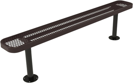 Coated Outdoor Furniture Heavy-Duty Outdoor Bench Thermoplastic Coated, Expanded Metal, Commercial-Grade Seating, Made in America (Surface Without Back, 6 Ft, Brown)