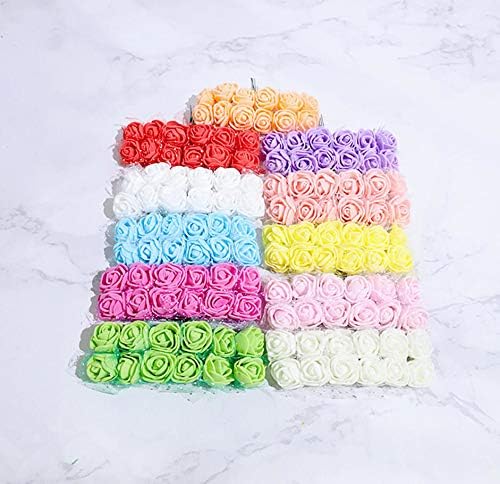 Mini Fake Rose Flower Heads 144pcs Mini Wreaths Artificial Rose Flower DIY for Wedding Bouquets Centerpieces,Wedding Scrapbooking Decoration Rose Fake Flower(Bottom add Gauze) Beige