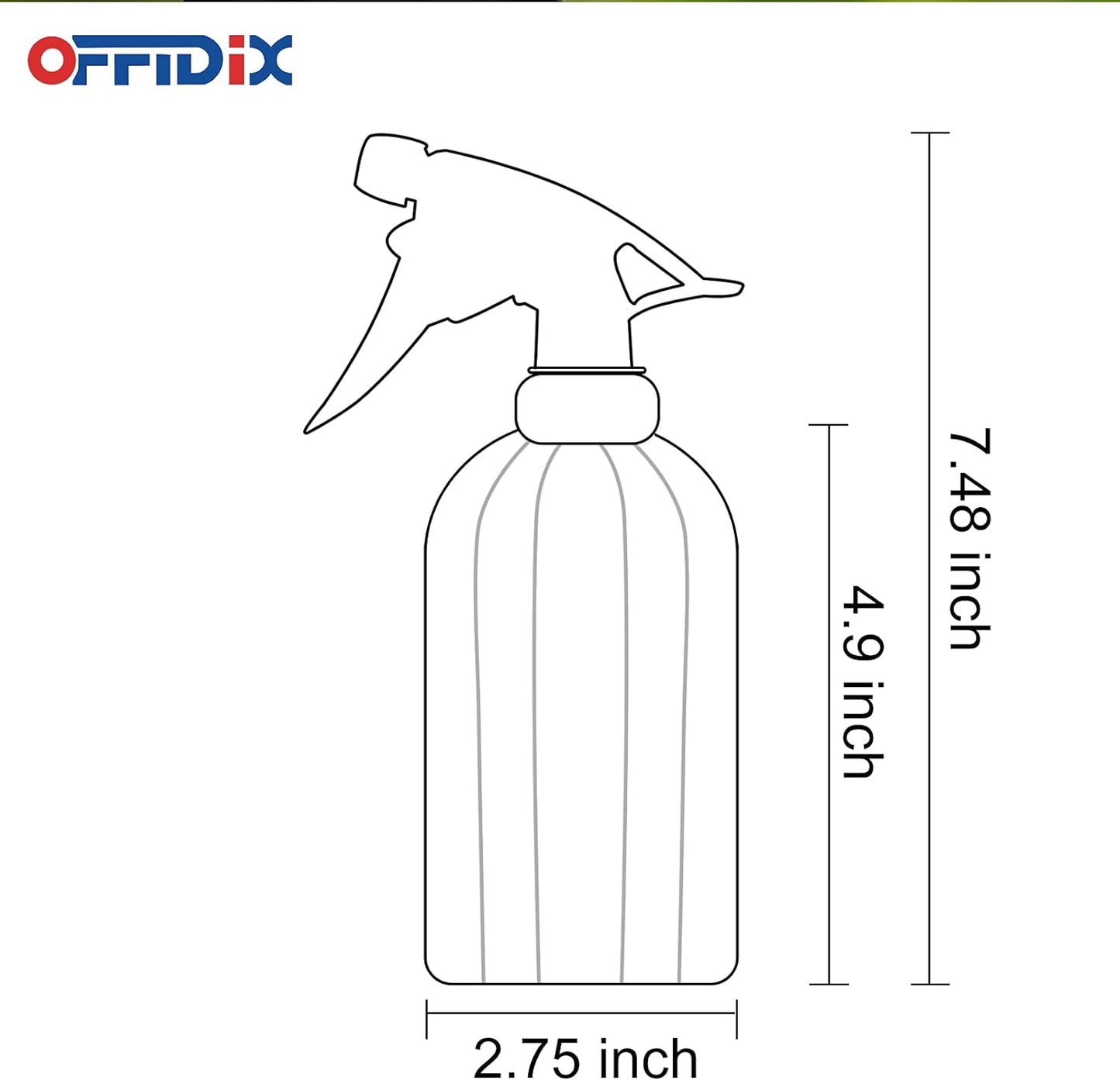 OFFIDIX Glass Watering Can, Handheld Spray Bottles, 0.4L/13.5oz Watering Spray Bottle with Adjustable Nozzle for for Indoor and Outdoor Gardening and Home Cleaning (Orange)