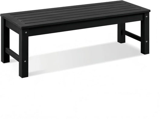 Psilvam Knight Bench, Two Person Outdoor Poly Lumber Patio Backless Bench, Weatherproof Garden Bench That Never Rot and Fade, Suit for Garden, Porch and Park (Black)