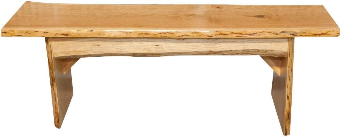 Rustic Red Door Co. Live Edge Wooden Bench - Solid Wood Dining Bench Furniture - Natural Edge Wooden Slab Bench (5' Long, Cherry Wood with Clear Coat)