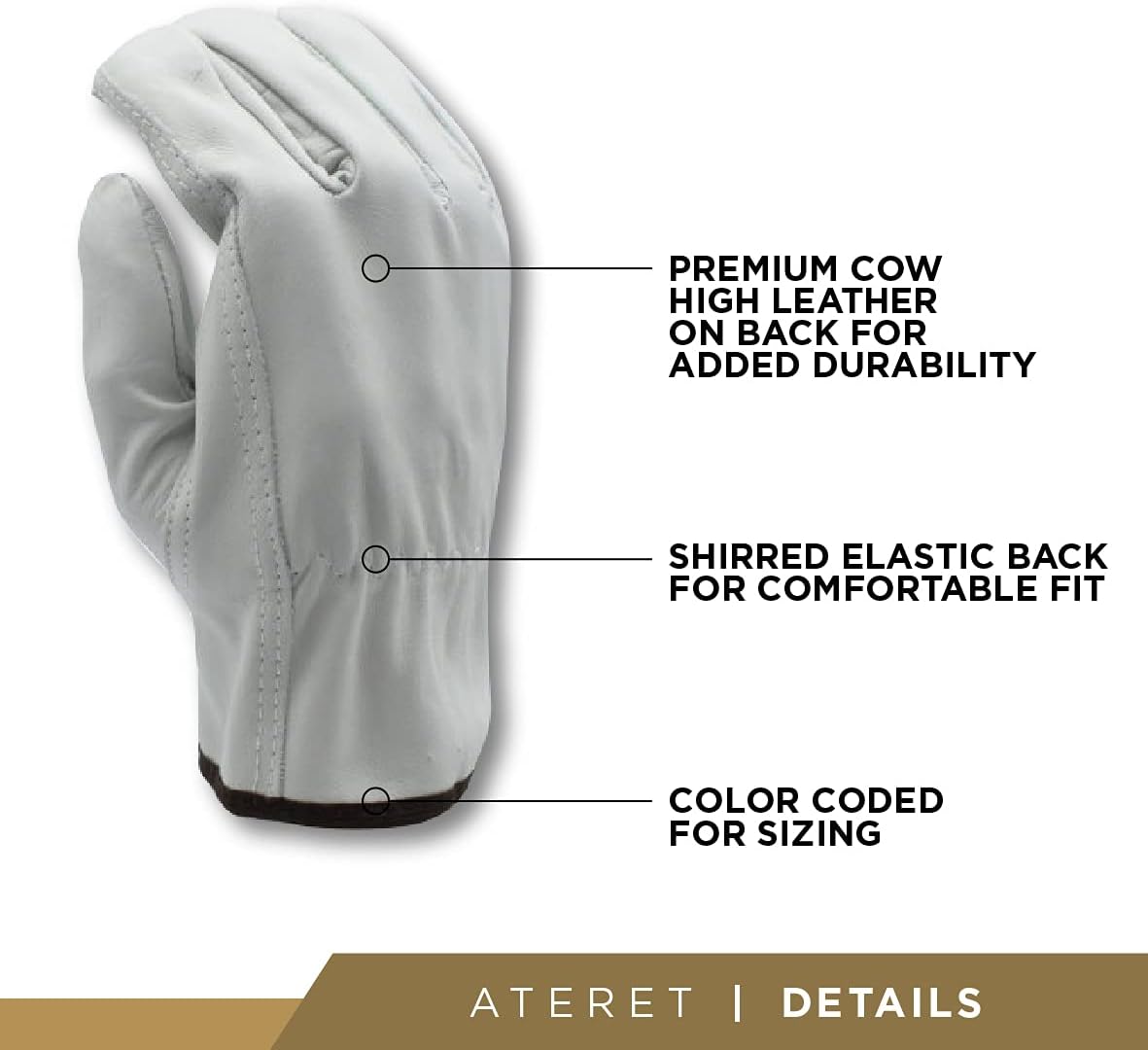 ATERET 24 Pairs X-Large Heavy Duty Durable Cowhide Leather Work Gloves I Driver Gloves for Truck Driving, Warehouse, Gardening, Farming
