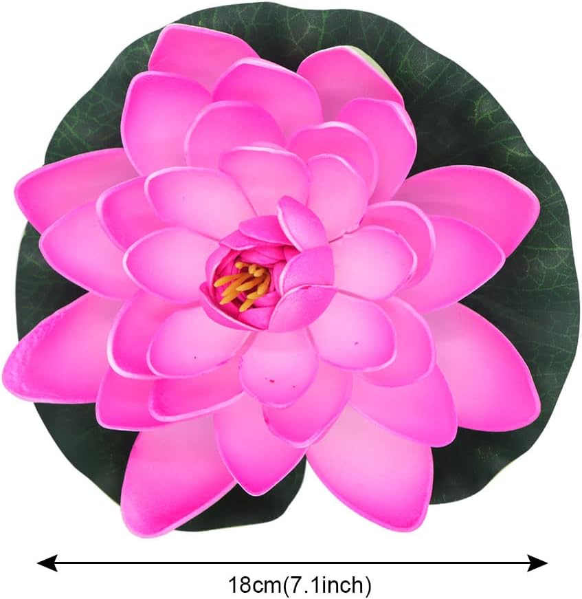 FZBNSRKO Artificial Lotus,4PCS 7.1" Inch Floating Foam Lotus Flowers for Pool,Realistic Water Lily Pads for Home Outdoor Patio Pond Wedding Party Decorations,Water Pink