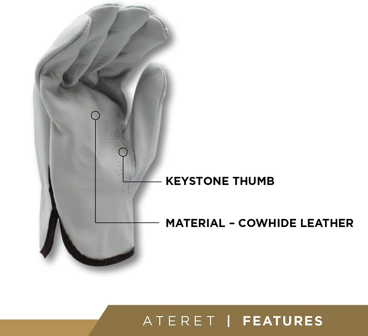 ATERET 12 Pairs XX-Large Heavy Duty Durable Cowhide Leather Work Gloves I Driver Gloves for Truck Driving, Warehouse, Gardening, Farming