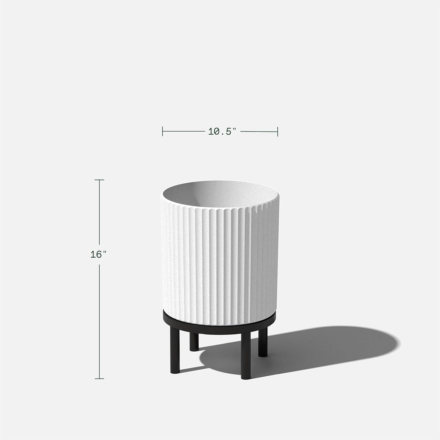 Veradek Demi Series Round Planter w/Stand for Porch/Patio | Durable Plastic-Stone Composite & Wooden Stand | Modern Décor for Tall Plants, Flowers