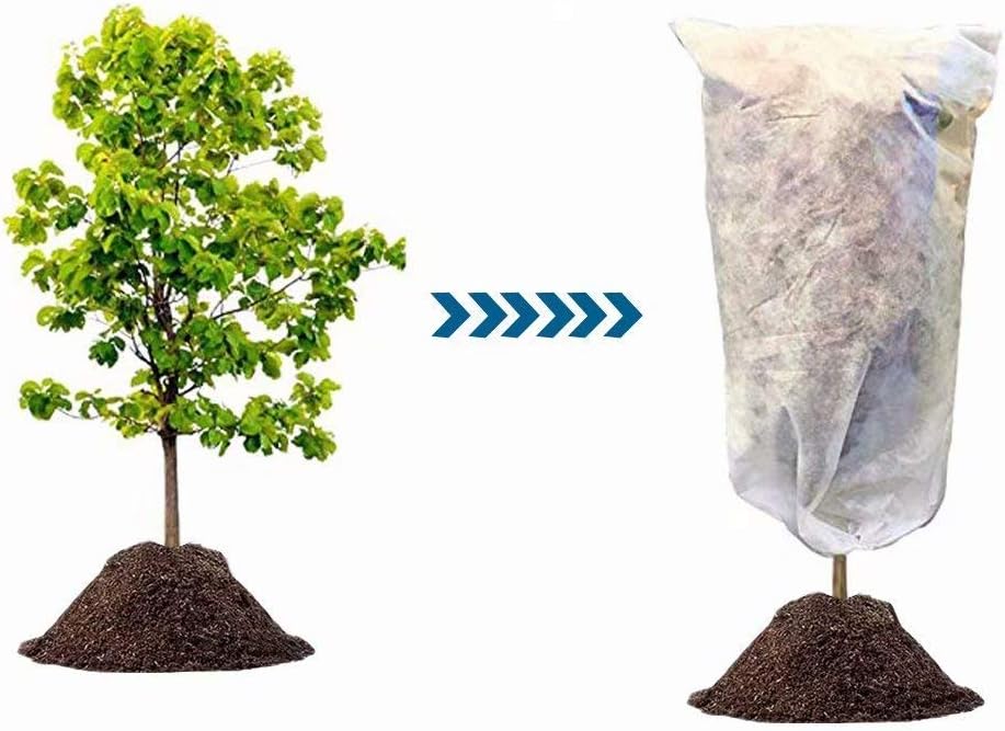 Agfabric Plant Covers Freeze Protection H30 xW60 0.9oz Plant Frost Protection Covers Drawstring Bags Winter Frost Pests Protection,White,4 Pack