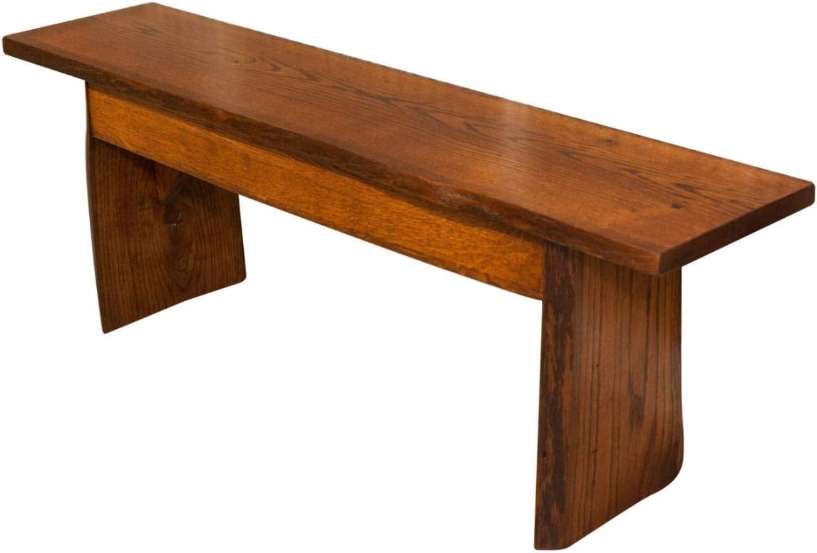 Rustic Red Door Co. Live Edge Wooden Bench - Solid Wood Dining Bench Furniture - Natural Edge Wooden Slab Bench (4' Long, Oak Wood with Michaels Stain)