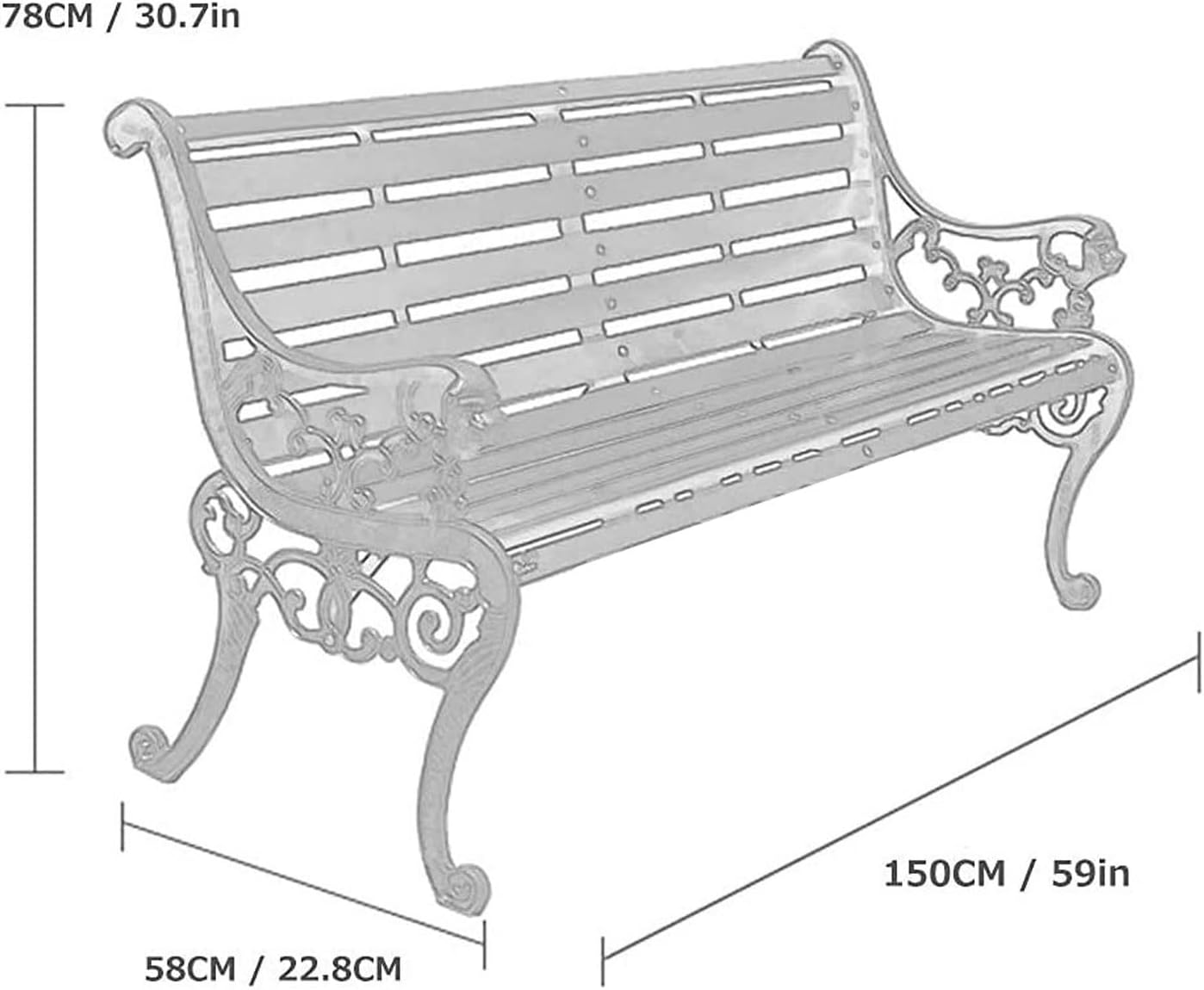 Outdoor Park Garden Bench with Cover, 2-3 Person Wood Patio Bench with Backrest+Armrests Weatherproof, Patio Porch Furniture Cast Iron Frame Bench for Lawn Porch Backyard(Brown+Black)