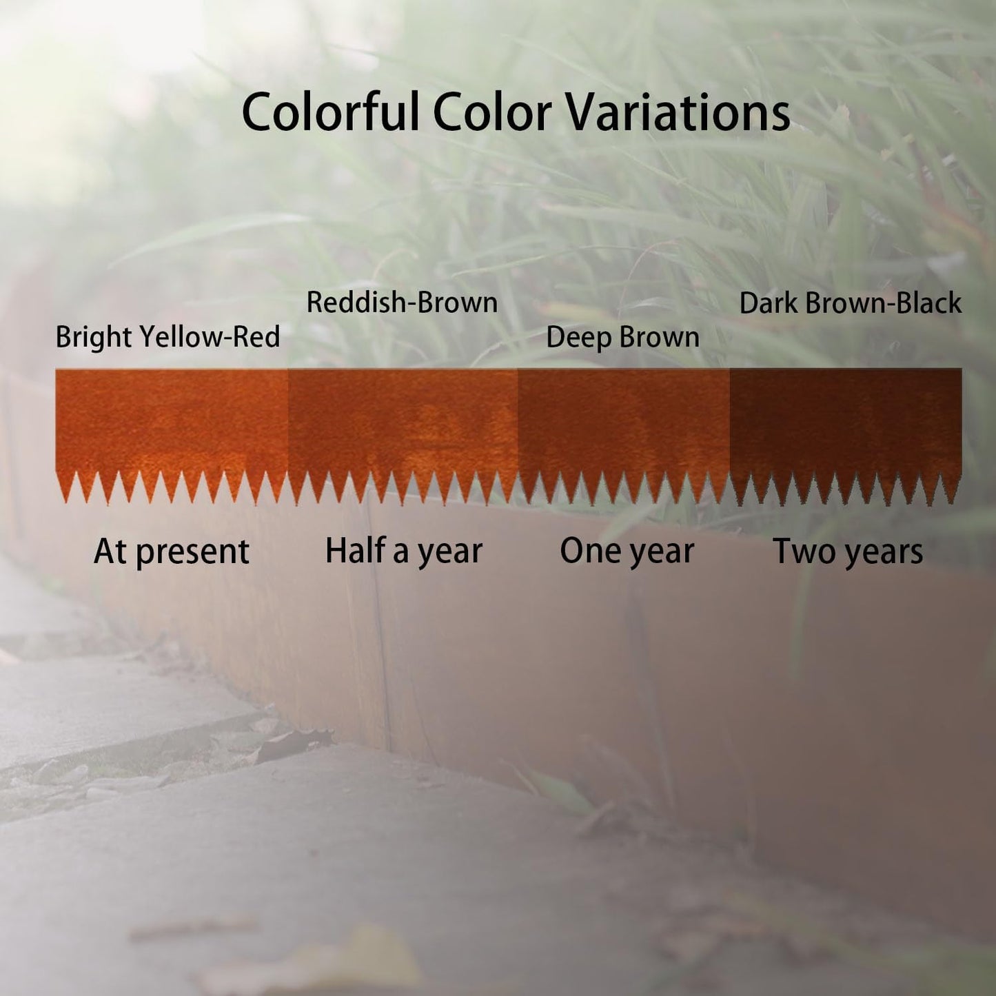 Corten Steel Landscape Edging, 40" L x 8" H, 18 GA Thickness, 13 Pack + 14 Stakes, Enhance Garden, Yard, Park, Lawn, Plants & Vegetables w/Long-Lasting Rust-Finish Cor-Ten Edging