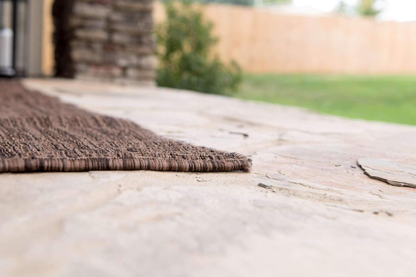 Unique Loom Collection Casual Transitional Solid Heathered Indoor/Outdoor Flatweave Area Rug (8' x 11' 4" Rectangle, Light Brown/Ivory)