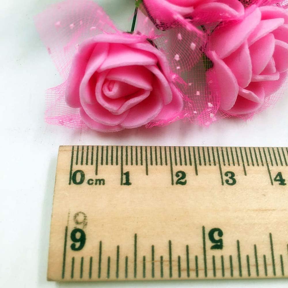 Foam Rose Fake Flowers for Crafts 144 pcs 2 cm Mini Wreaths Artificial Flower Bouquet Multicolor Rose Flower Wedding Scrapbooking Decoration Rose Fake Flower(Mint Green)