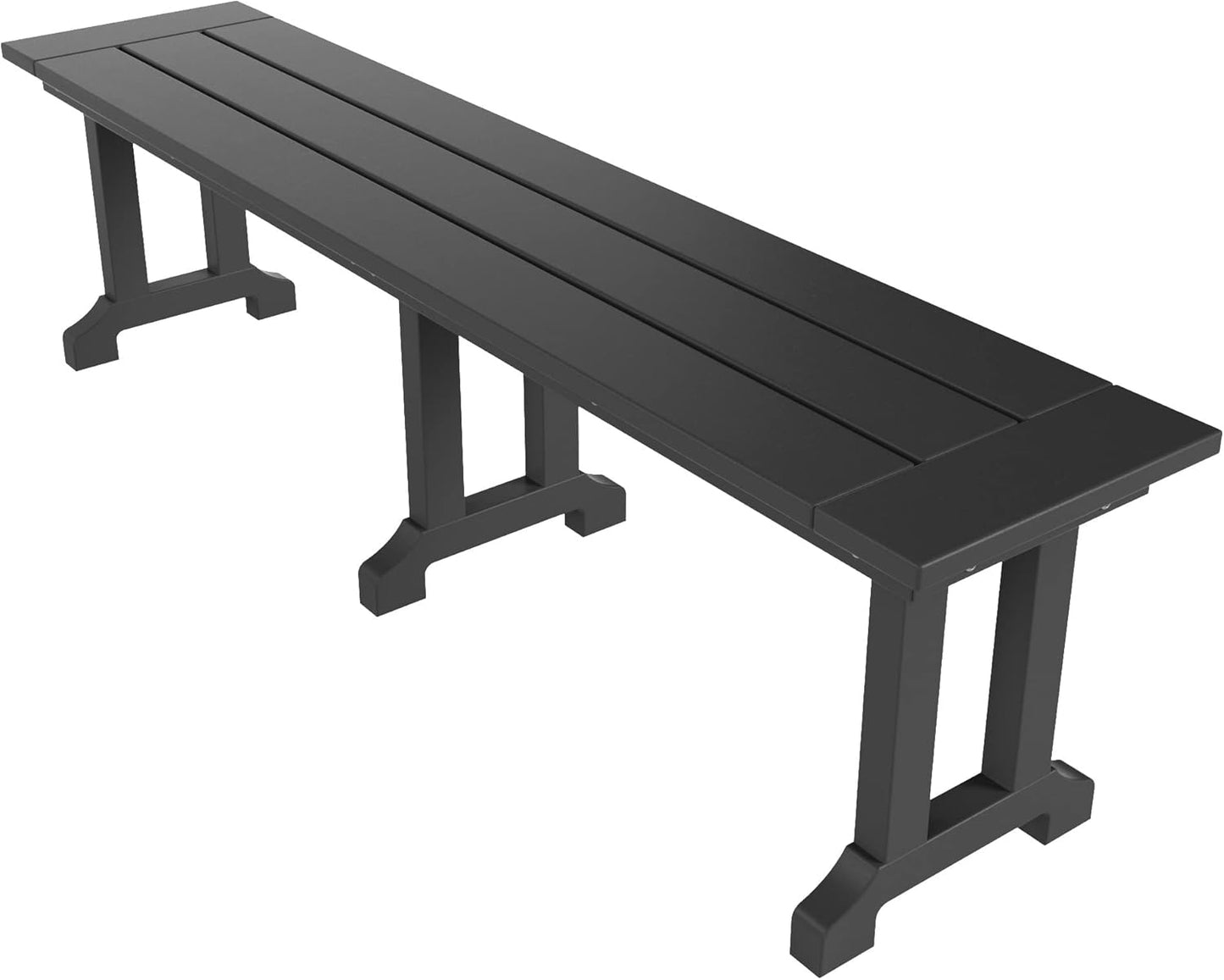WestinTrends Malibu 65" Outdoor Dining Bench, All Weather Resistant Poly Lumber Patio Garden Bench Trestle Long Bench for Both Outdoor and Indoor, Gray