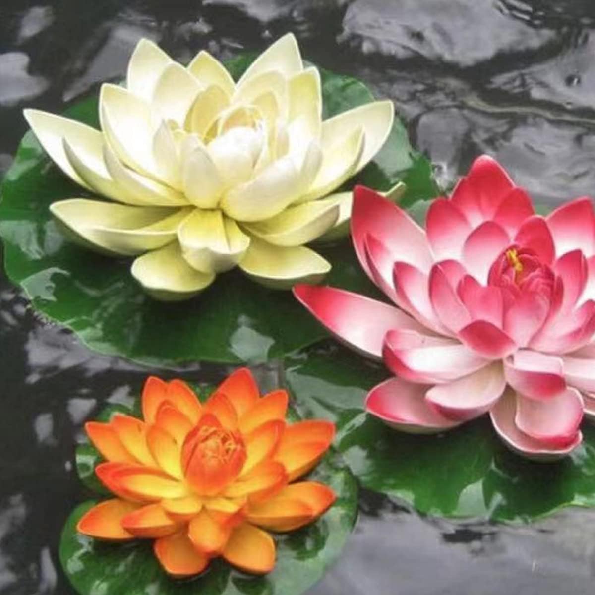 FZBNSRKO Artificial Lotus,4PCS 7.1" Inch Floating Foam Lotus Flowers for Pool,Realistic Water Lily Pads for Home Outdoor Patio Pond Wedding Party Decorations,Blue