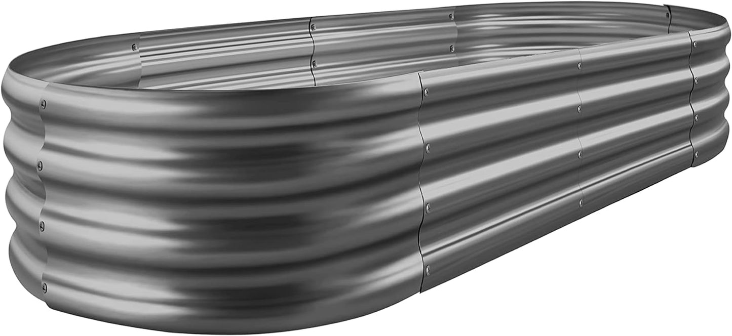 Land Guard Galvanized Raised Garden Bed Kit, Galvanized Planter Raised Garden Boxes Outdoor, Oval Large Metal Raised Garden Beds for Vegetables(Grey)4×2×1ft(1pcs)