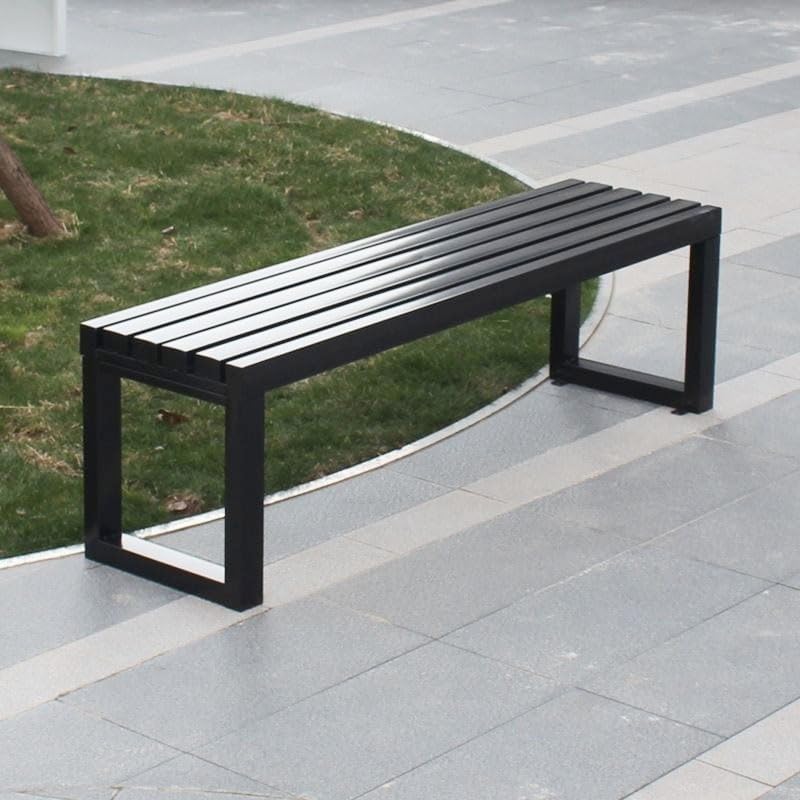 Weatherproof Metal Dining Bench, Outdoor Bench Backless Patio Bench 2-Person Farmhouse Bench Garden Bench for Kitchen, Living Room, Entryway(Black,40in)