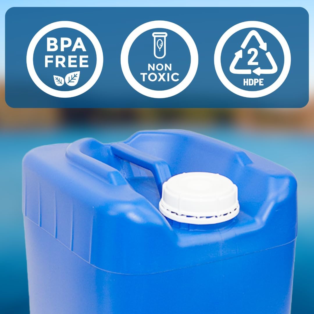 5-Gallon Stackable Water Storage Containers, w/Lids + Spigot, Easy Fill, Survial Supply, Emergency Water Storage for Camping and Disaster Preparedness, RV, 50 Gallon Set (10 Tanks)